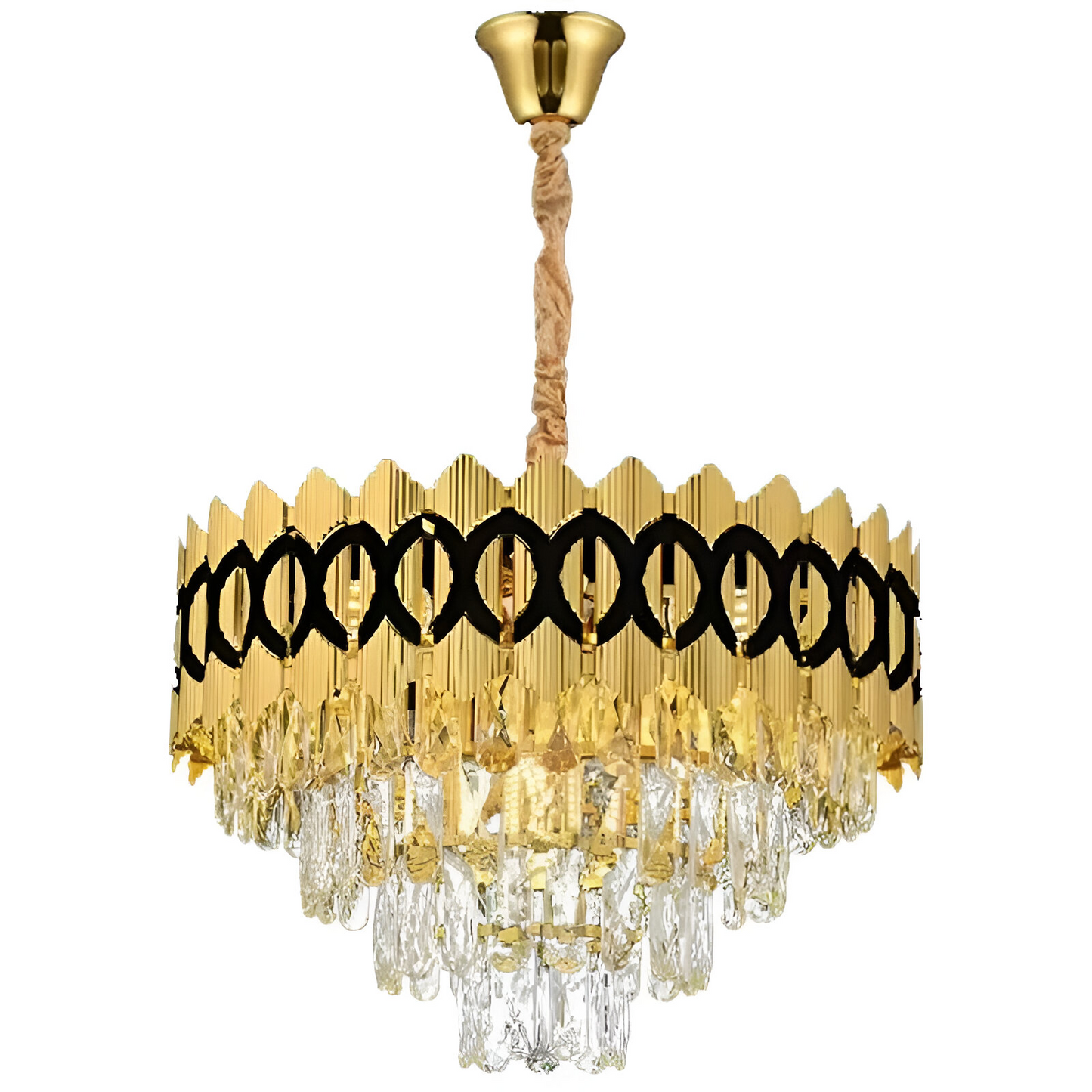 Crystal πολυέλαιος Pierrefonds Petito 3xe14, διάμετρος 30cm, χρυσός, ρυθμιζόμενο ύψος