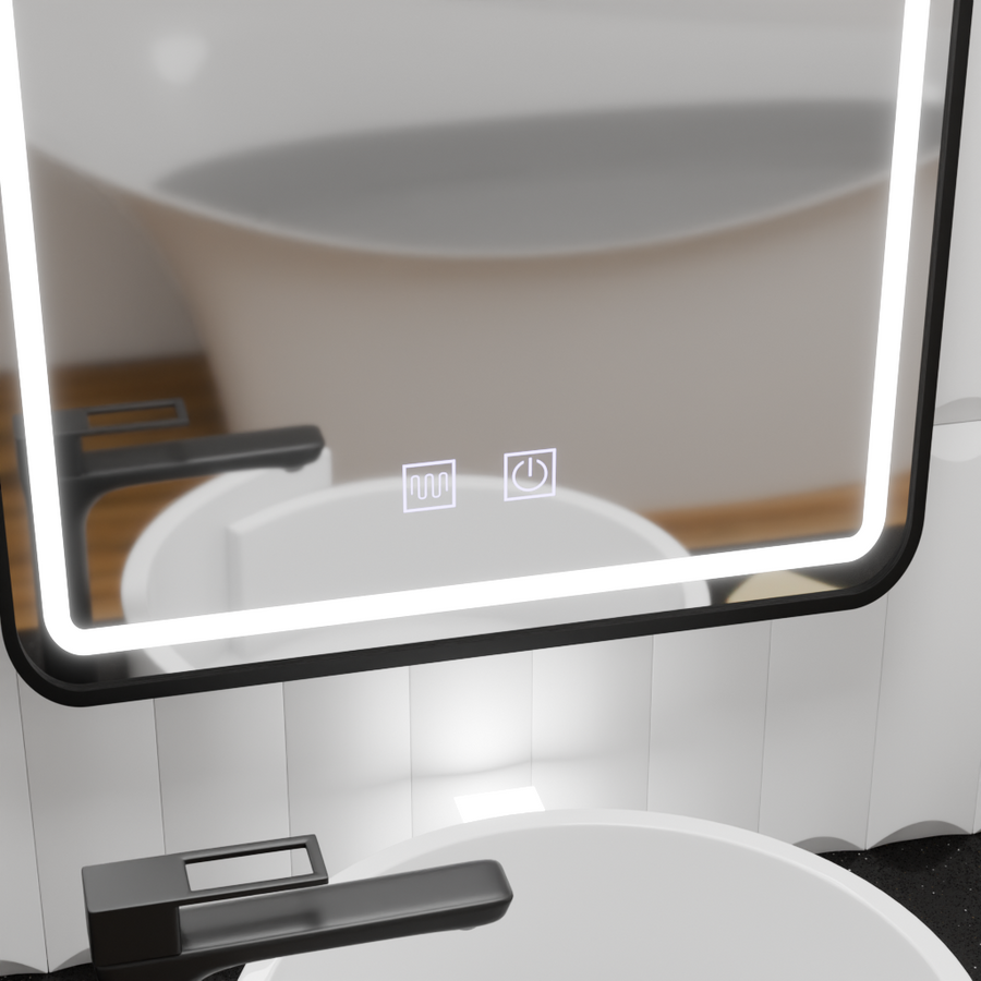 Mirror LED ορθογώνιο 90x75cm Edge Edge Luminous Touch System, Black Frame