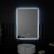 Ορθογώνιος καθρέφτης LED, 50x70 cm, αισθητήρας Zampa MotionGlow Marcello, Σύστημα αποθολώματος, Ρολόι & Θερμόμετρο, Ρυθμιζόμενο