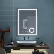 Mirror LED Touch Manfred Σύστημα πρόβλεψης, ρολόι και θερμοκρασία 60x80 cm καλλυντική μεγέθυνση