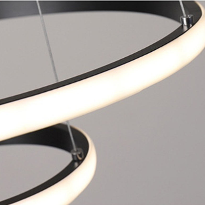 LED πολυέλαιος με καθαρό τηλεχειριστήριο, 45W, 3 κύκλοι, κρύο/ζεστό/ουδέτερο φως, ασταθές, μαύρο