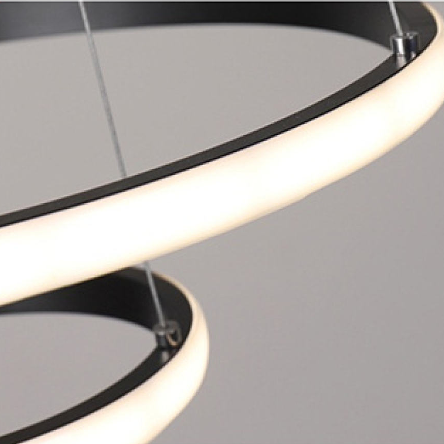 LED πολυέλαιος με καθαρό τηλεχειριστήριο, 45W, 3 κύκλοι, κρύο/ζεστό/ουδέτερο φως, ασταθές, μαύρο