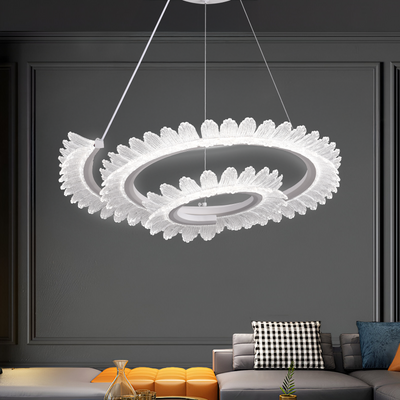 Πολυέλαιος LED LT188WH, Κρύσταλλο και μέταλλο, 40W, Ρυθμιζόμενο, Ρυθμιζόμενο ύψος, Κρύο/Ζεστό/Ουδέτερο φως, Πολυτελής Φωτισμός