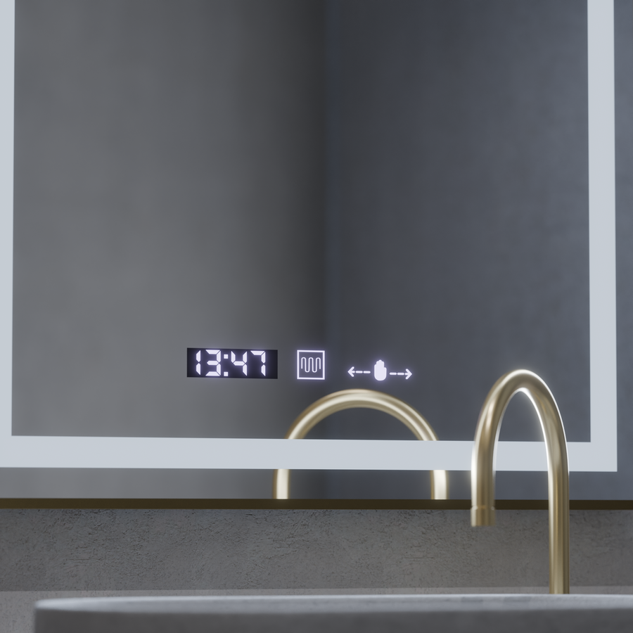 Mirror LED ορθογώνιο 60x80cm Verite Royale Gold Motionglow Marcello Dimable Clock Disrosting System