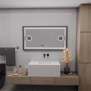 LED Mirror Motion Glow Sensor Domingo με συνάρτηση απόψυξης απόψυξης 120x65 cm κρύο/ζεστό/ζεστό φως, μαύρο βουρτσισμένο πλαίσιο, συλλογή Marcello Funghi