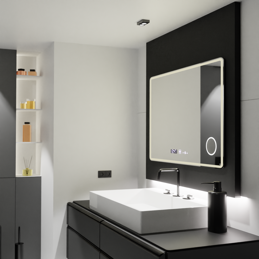 Mirror LED ορθογώνιο 120x80cm Aura Riflesso Poro Motionglow Marcello System Disability & Thermometer of the Caimity of the Cosmetic