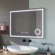 LED Touch Gunter Mirror System, ρολόι και θερμοκρασία 80x60 cm καλλυντική μεγέθυνση