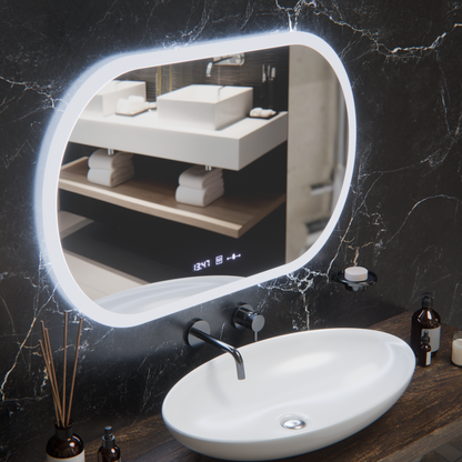 Οβάλ καθρέφτης LED, 80x50cm, Altera Marcello MotionGlow Sensor, Demister System, Clock & Thermometer, Dimmable