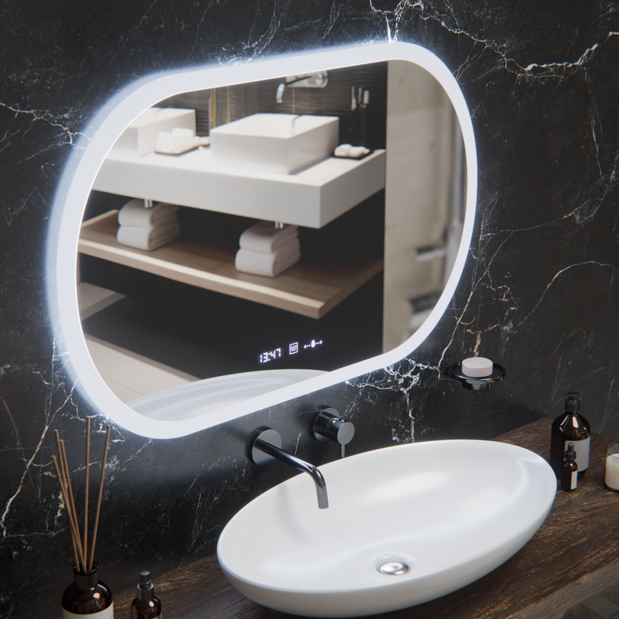 Οβάλ καθρέφτης LED, 80x50cm, Altera Marcello MotionGlow Sensor, Demister System, Clock & Thermometer, Dimmable