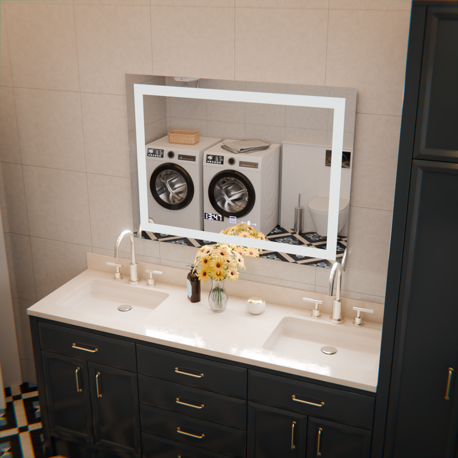 Ο ορθογώνιος καθρέφτης LED 80x60cm Verite Motionglow Marcellow Dimable Clock System