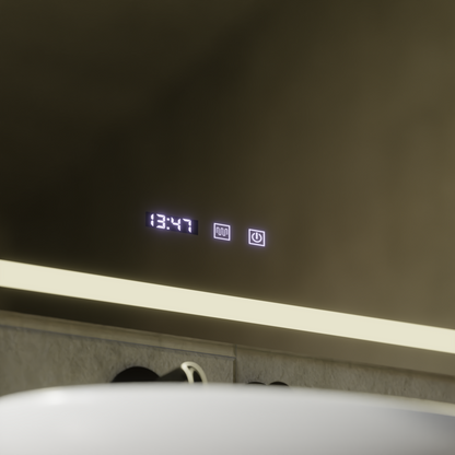 LED Touch Werner Mirror System, ρολόι και θερμοκρασία 80x60 cm