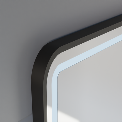 LED Touch Gerhard Mirror System, ρολόι και θερμοκρασία 60x80 cm Black BrushD πλαίσιο
