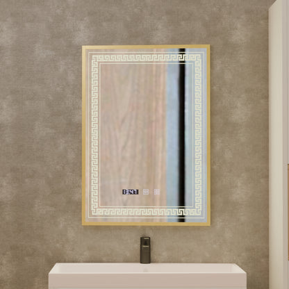 Mirror LED Touch Bruno Αναπληρωτής Τμήμα, Ρολόι και Θερμοκρασία 60x80 cm Ασημένιο Βουρτσισμένο πλαίσιο