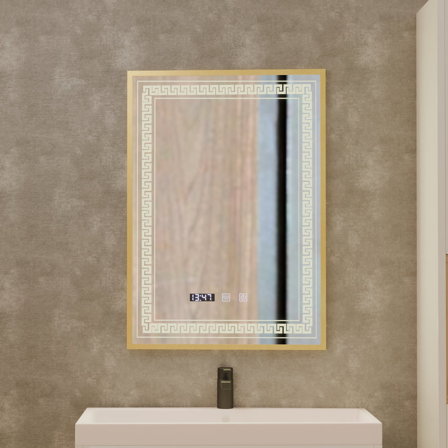 Mirror LED Touch Bruno Αναπληρωτής Τμήμα, Ρολόι και Θερμοκρασία 60x80 cm Ασημένιο Βουρτσισμένο πλαίσιο