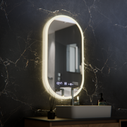 Οβάλ καθρέφτης LED, 50x100cm, Lucia Sensor Marcello, Σύστημα Demister, Ρολόι & Θερμόμετρο, Dimmable