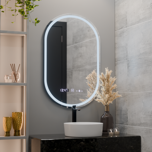 Οβάλ καθρέφτης 50x80cm Eminence Motionglow Marcellow Dimable Clock System & Dimable Thermometer