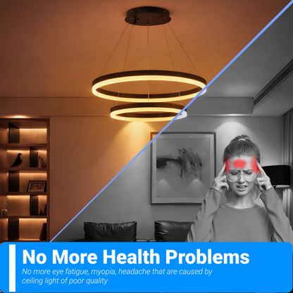 Κρεμαστός πολυέλαιος LED με τηλεχειριστήριο CASIANA 40W, 2 κύκλοι, Κρύο/Ζεστό/Ουδέτερο φως 3000K/4000K/6000K, Ρυθμιζόμενο, Μαύρο, Ρυθμιζόμενο ύψος, Μεταλλικό και Ακρυλικό