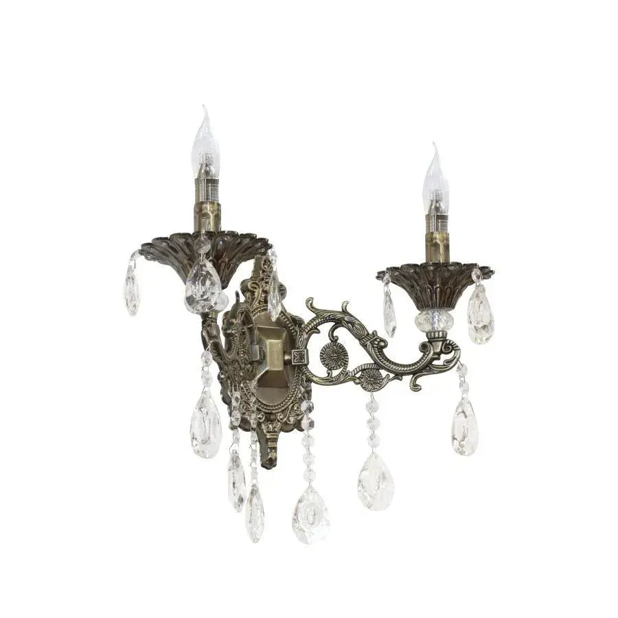 Εφαρμόστε το Royal Sanssoci Wall, 2*E14, Metal and Crystal, Antique Bronze