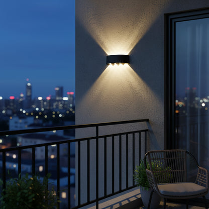 Ellis Εξωτερικό φως τοίχου LED, 8W, 8 πηγές φωτός, θερμό φως, μαύρο