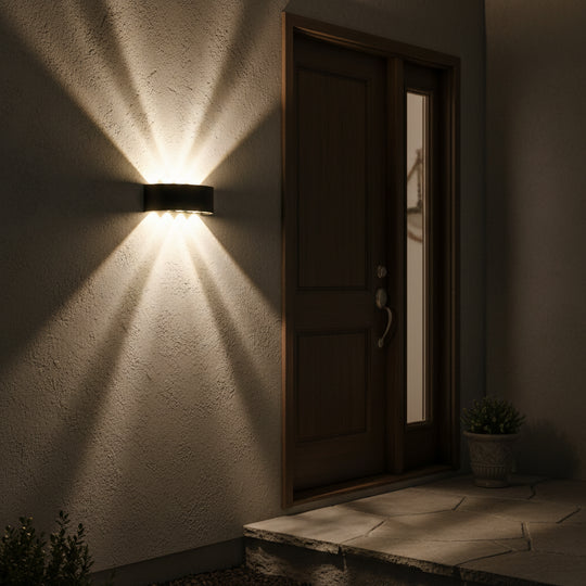 Ellis εξωτερικό φως τοίχου LED, 8W, 8 πηγές φωτός, θερμό φως, μαύρα φώτα τοίχου εξωτερικού χώρου Προεπιλεγμένος τίτλος Alessandro Design