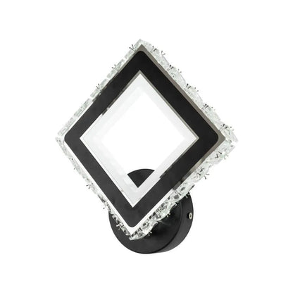 Εφαρμόστε Terrano LED με κρυστάλλους, τετράγωνο, 24W, κρύο/ζεστό/ουδέτερο φως, μαύρο & ανοξείδωτο