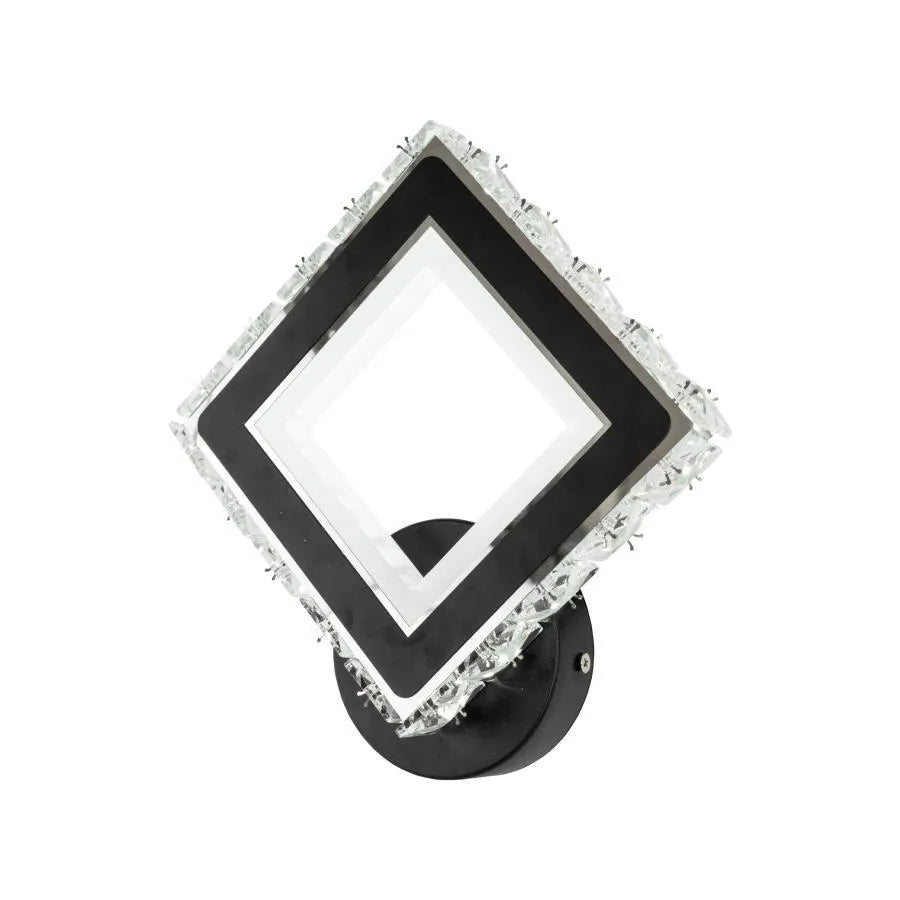 Εφαρμόστε Terrano LED με κρυστάλλους, τετράγωνο, 24W, κρύο/ζεστό/ουδέτερο φως, μαύρο & ανοξείδωτο