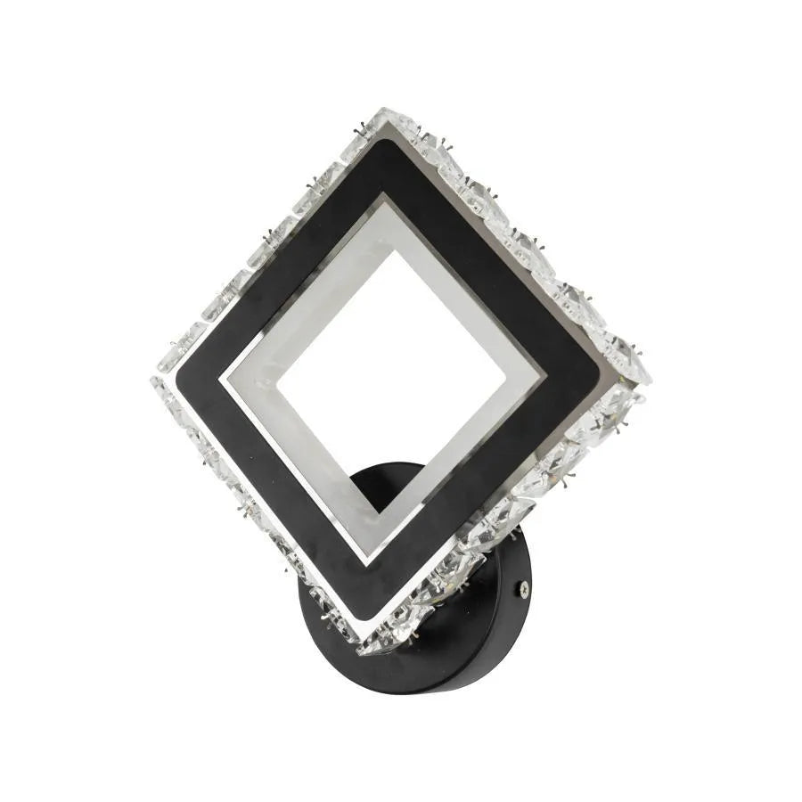 Εφαρμόστε Terrano LED με κρυστάλλους, τετράγωνο, 24W, κρύο/ζεστό/ουδέτερο φως, μαύρο & ανοξείδωτο