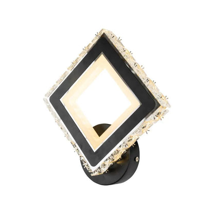 Εφαρμόστε Terrano LED με κρυστάλλους, τετράγωνο, 24W, κρύο/ζεστό/ουδέτερο φως, μαύρο & ανοξείδωτο