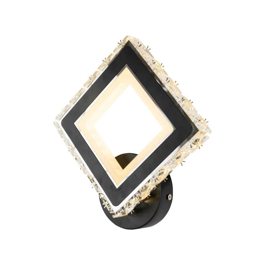 Εφαρμόστε Terrano LED με κρυστάλλους, τετράγωνο, 24W, κρύο/ζεστό/ουδέτερο φως, μαύρο & ανοξείδωτο