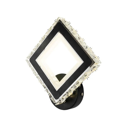 Εφαρμόστε Terrano LED με κρυστάλλους, τετράγωνο, 24W, κρύο/ζεστό/ουδέτερο φως, μαύρο & ανοξείδωτο