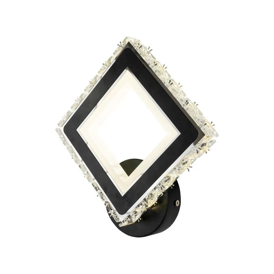 Εφαρμόστε Terrano LED με κρυστάλλους, τετράγωνο, 24W, κρύο/ζεστό/ουδέτερο φως, μαύρο & ανοξείδωτο