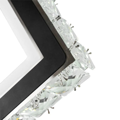Εφαρμόστε Terrano LED με κρυστάλλους, τετράγωνο, 24W, κρύο/ζεστό/ουδέτερο φως, μαύρο & ανοξείδωτο