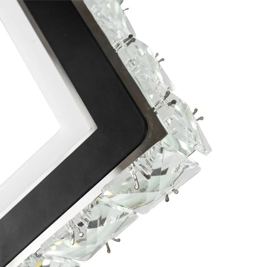 Εφαρμόστε Terrano LED με κρυστάλλους, τετράγωνο, 24W, κρύο/ζεστό/ουδέτερο φως, μαύρο & ανοξείδωτο
