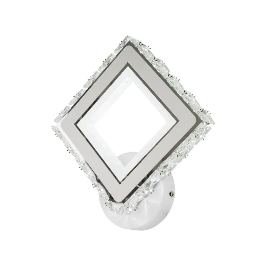 Εφαρμόστε Terrano LED με κρυστάλλους, τετράγωνο, 24W, κρύο/ζεστό/ουδέτερο φως, λευκό και ανοξείδωτο