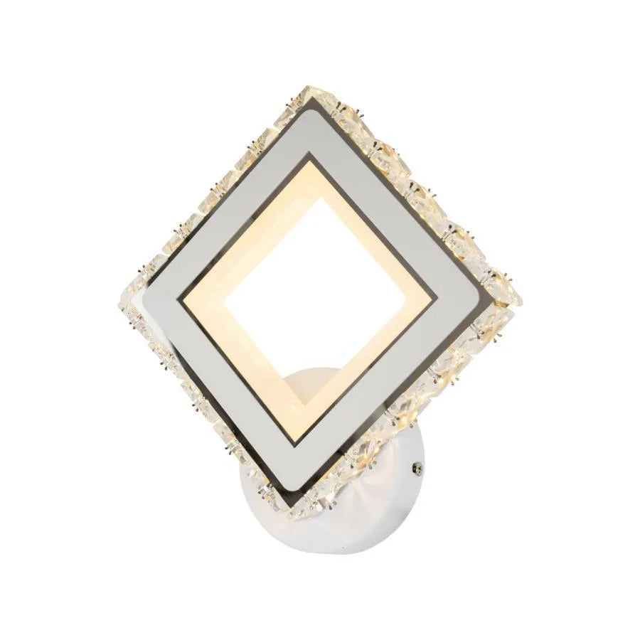 Εφαρμόστε Terrano LED με κρυστάλλους, τετράγωνο, 24W, κρύο/ζεστό/ουδέτερο φως, λευκό και ανοξείδωτο
