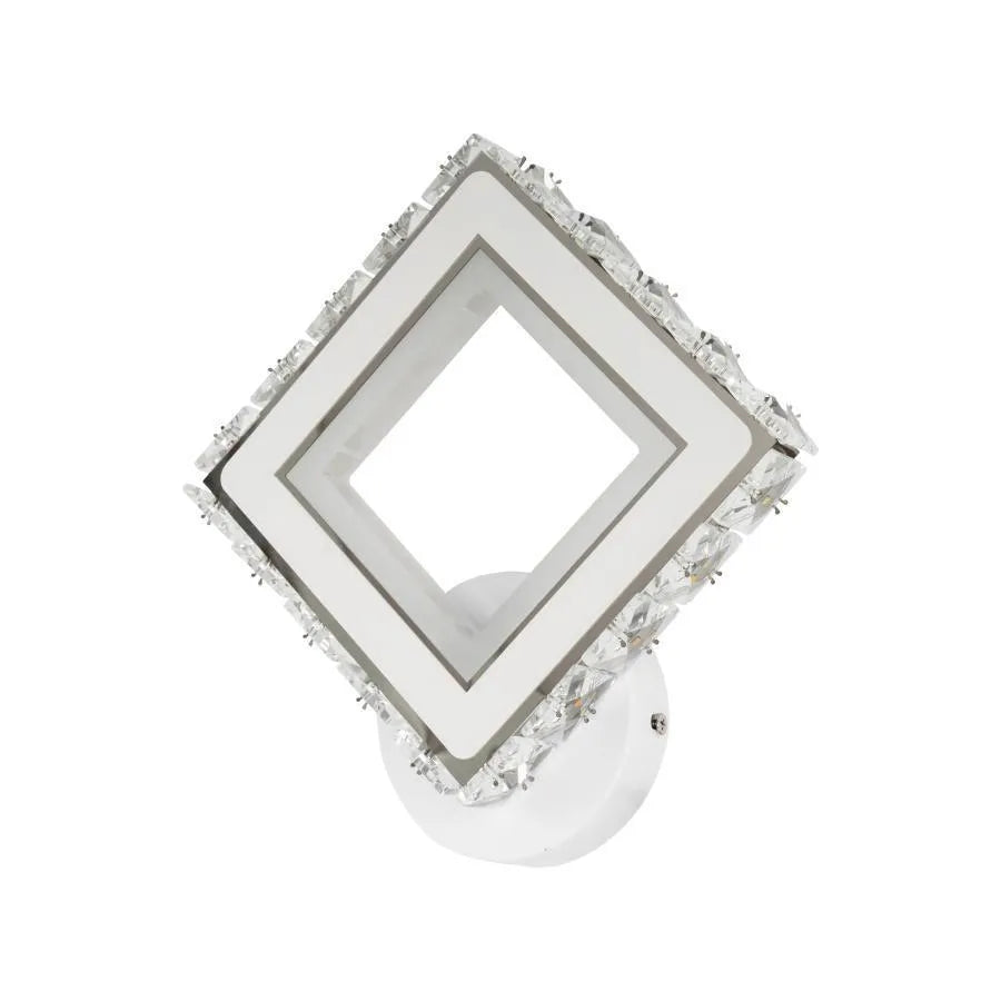 Εφαρμόστε Terrano LED με κρυστάλλους, τετράγωνο, 24W, κρύο/ζεστό/ουδέτερο φως, λευκό και ανοξείδωτο