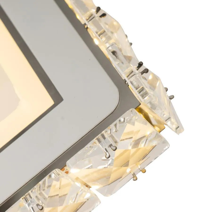 Εφαρμόστε Terrano LED με κρυστάλλους, τετράγωνο, 24W, κρύο/ζεστό/ουδέτερο φως, λευκό και ανοξείδωτο