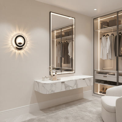 Φωτιστικό τοίχου NOVA Rotonda LED, 16W, Μαύρο & ανοξείδωτο, Ζεστό/Ψυχρό/Ουδέτερο φως