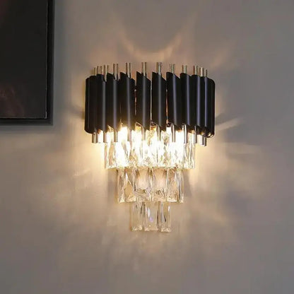 Εφαρμόστε Mughi, 2*E14, Metal and Crystal, Black and Gold