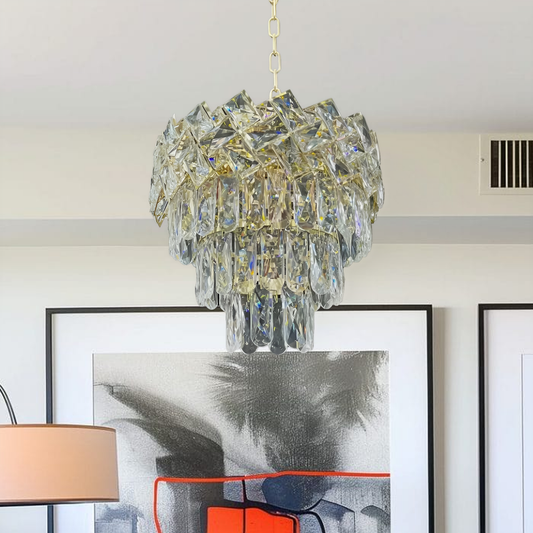Crystal πολυέλαιος Windsor Petito 3xe27, διάμετρος 30cm, γυαλιστερό χρυσό, ρυθμιζόμενο ύψος