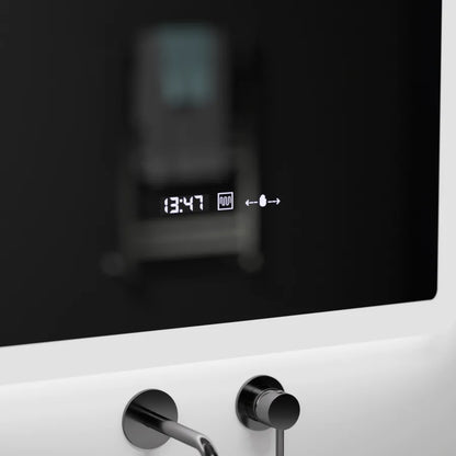 Ορθογώνιος καθρέφτης LED, 60x80cm, αισθητήρας Pugliesi MotionGlow Marcello, Σύστημα αποθαμβώματος, Ρολόι & Θερμόμετρο, Ρυθμιζόμενο