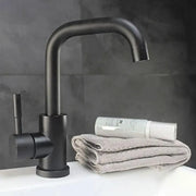 Washbasin της μπαταρίας με περιστροφικό σωλήνα, μαύρο, ανοξείδωτο χάλυβα 304, LY008C