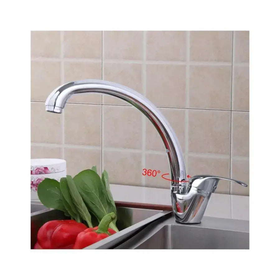 LB00C χρωμίου chrome μπαταρία κουζίνας, περιστρεφόμενος σωλήνας κύκνου, κεραμική κασέτα, πλήρες σετ με εξαρτήματα και σύστημα στερέωσης