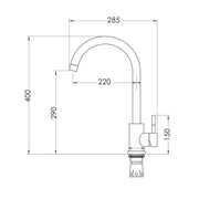 Μπαταρία κουζίνας Fabiano, Monocomanda, κεραμική κασέτα 35mm, ανοξείδωτο χάλυβα 304, γραφίτη