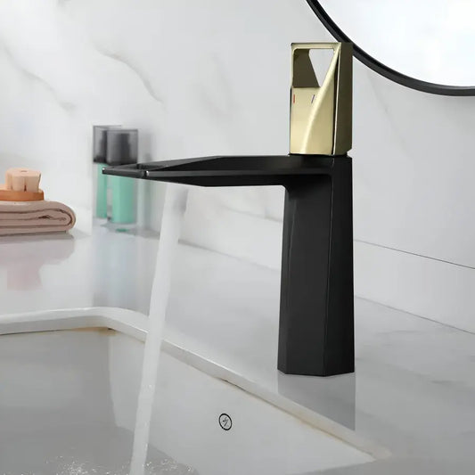 Μπαταρία Washbasin, υγιεινό ορείχαλκο, μαύρο με χρυσό, 10107h/g