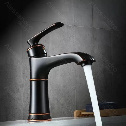 Μπαταρία Washbasin, υγιεινό ορείχαλκο, μαύρο, OD01/B