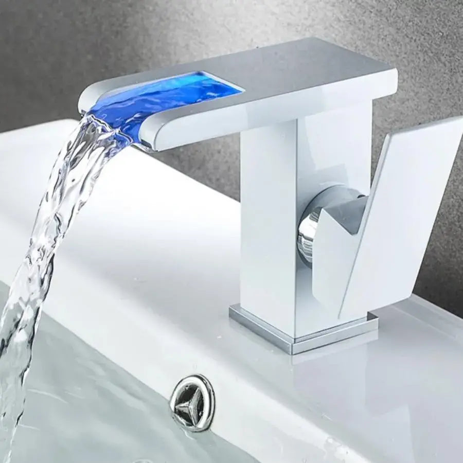 Washbasin της μπαταρίας, λευκό, φως RGB, αλλαγή χρώματος ανάλογα με τη θερμοκρασία του νερού, OD3011