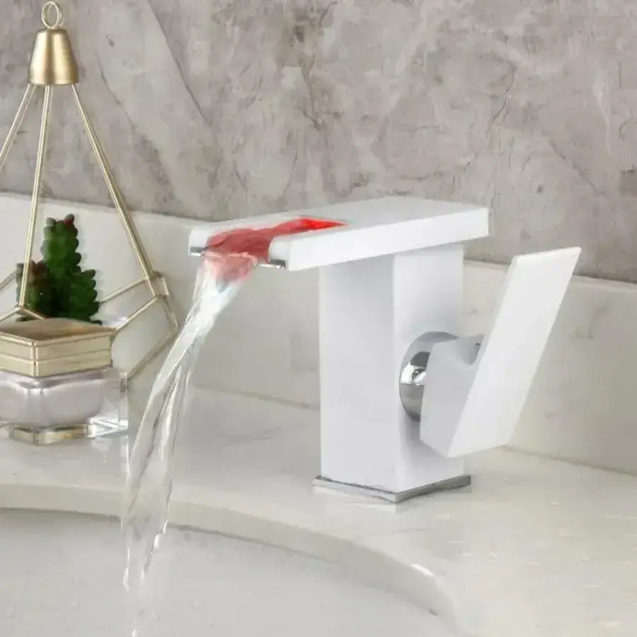 Washbasin της μπαταρίας, λευκό, φως RGB, αλλαγή χρώματος ανάλογα με τη θερμοκρασία του νερού, OD3011