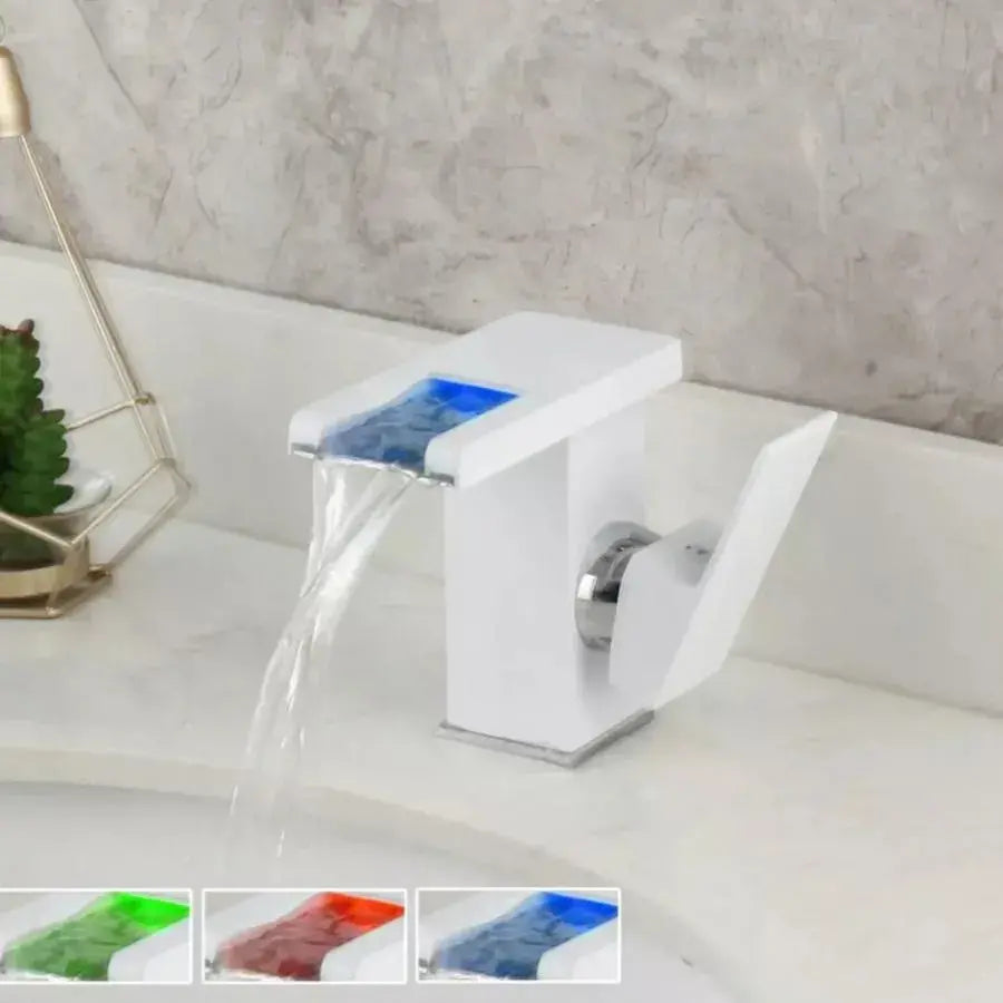 Washbasin της μπαταρίας, λευκό, φως RGB, αλλαγή χρώματος ανάλογα με τη θερμοκρασία του νερού, OD3011