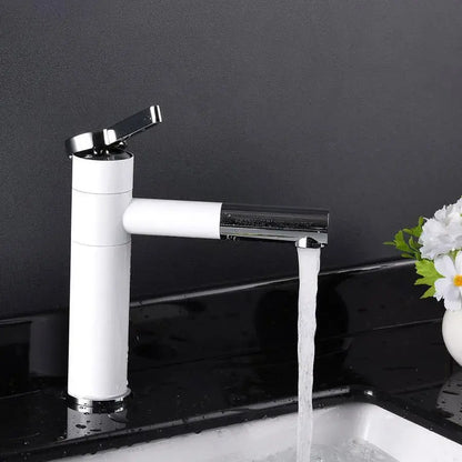 Washbasin Battery με εκχυλίσιμο ντους, υγιεινό ορείχαλκο, λευκό, WZX/2021